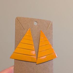 Vintage Orange Geometric Metal Earrings
